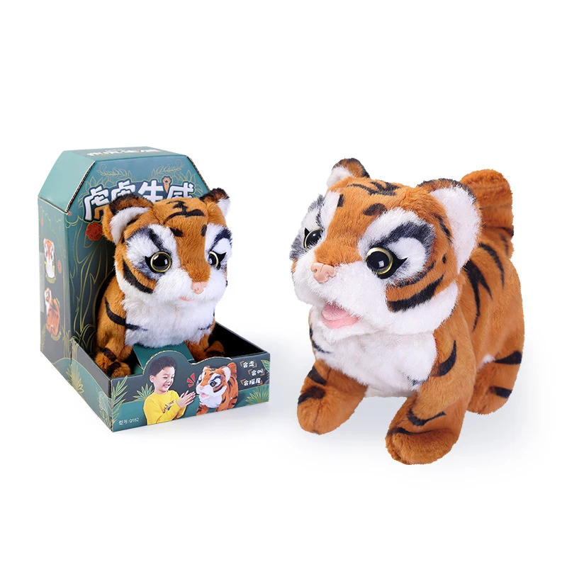 Realistic Tiger Stuffed Animals Plush Toys Durable Stuffed Animal Tiger Electric Plush Christmas Gifts for Toddler Kids Children