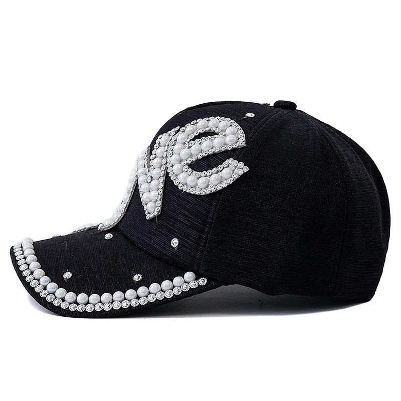 Hot Sale New Women Y2K Cap Baseball Cap Outside Women Shiny Pearl Love Letter Decoration Cap Female Trendy Hat