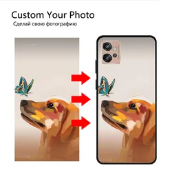 Customized Silicone Phone Case with Personalized Text & Photo Design - Matte Finish for Moto G72 (Custom Black Case)