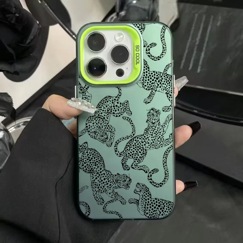 Stylish Black and Pink Leopard Print Shockproof Phone Case with Bumper Protection