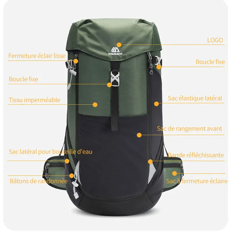 Sac à dos imperméable de 50l pour voyage, Camping, alpinisme, Sport de  plein air, sac de jour - AliExpress