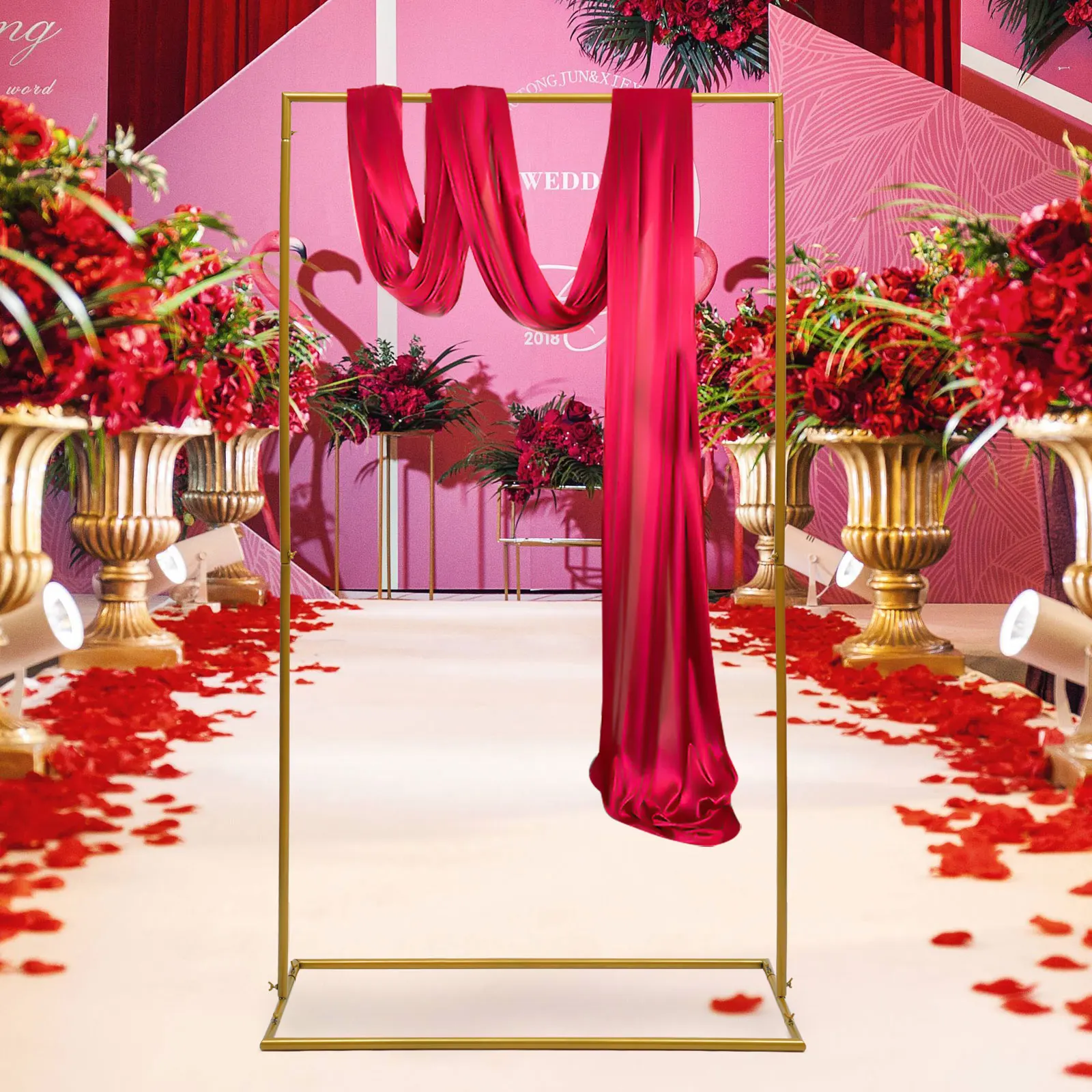 Wedding Arch Metal Backdrop Stand Flower Stand For Wedding Birthday Party Garden Decoration Gold wedding arch stand wedding arch set party arch set wedding flower stand