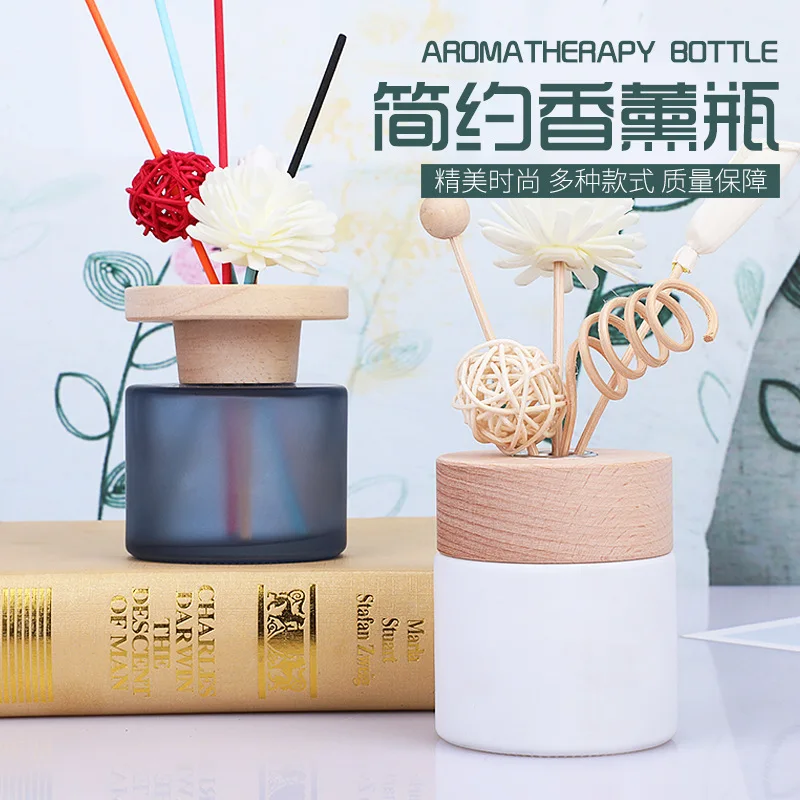 1pcs 140ml Empty Home Fragrance Diffuser Bottle with Wooden Caps Glass Container Reed Diffuser Essential Oil Diffuser Bottle
