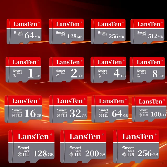 LansTen Memory Card 64MB 128MB 256MB 512MB 1GB 2GB 4GB 8GB 16GB 32GB 64GB 100GB 128GB 200GB 256GB  A1 U3 Class10 TF Card
