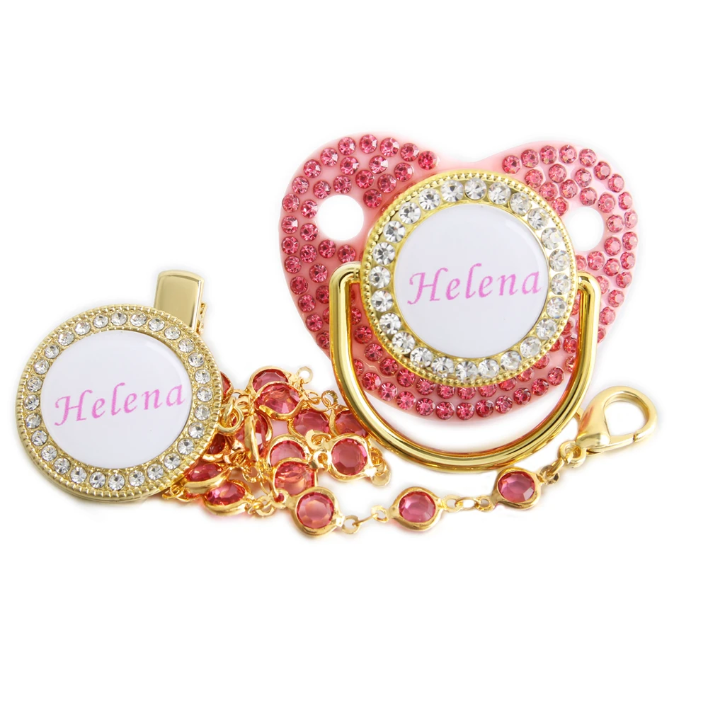 Personalised Crown Name Baby Pacifier Dummy With Chain Clip