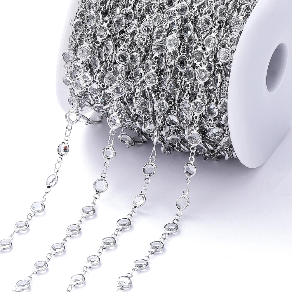 Vibrant Crystal Zircon & Glass Bead Chain
