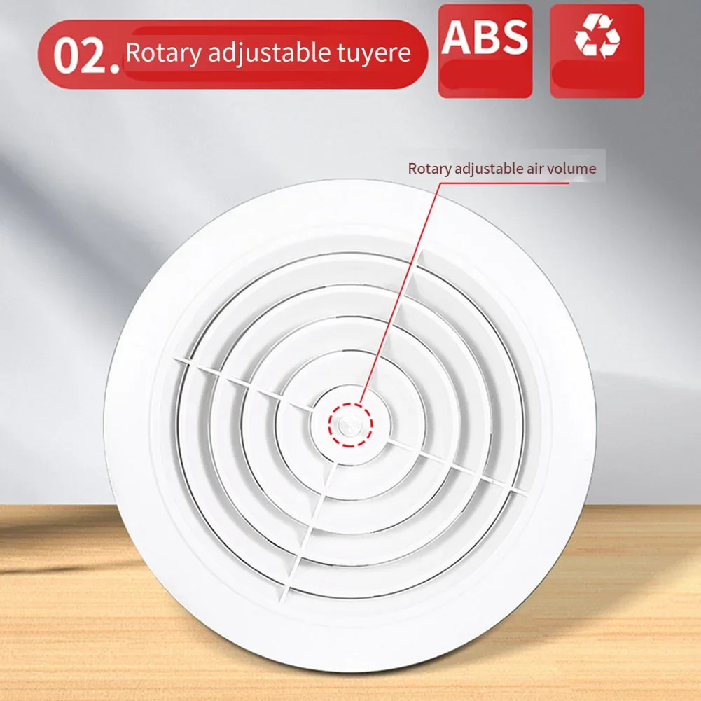 Round Adjustable Wall Interior Vent ABS Ventilation Grille Vent Cover 75mm-200mm Air Outlet For Bathrooms Offices 1Pcs