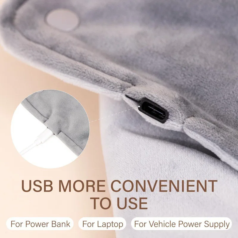 USB Thermostatic Hand Warmer for Winter Office and Home Use Shawl Warm Hands and Legs Short Velvet Fabric Heating Blanket