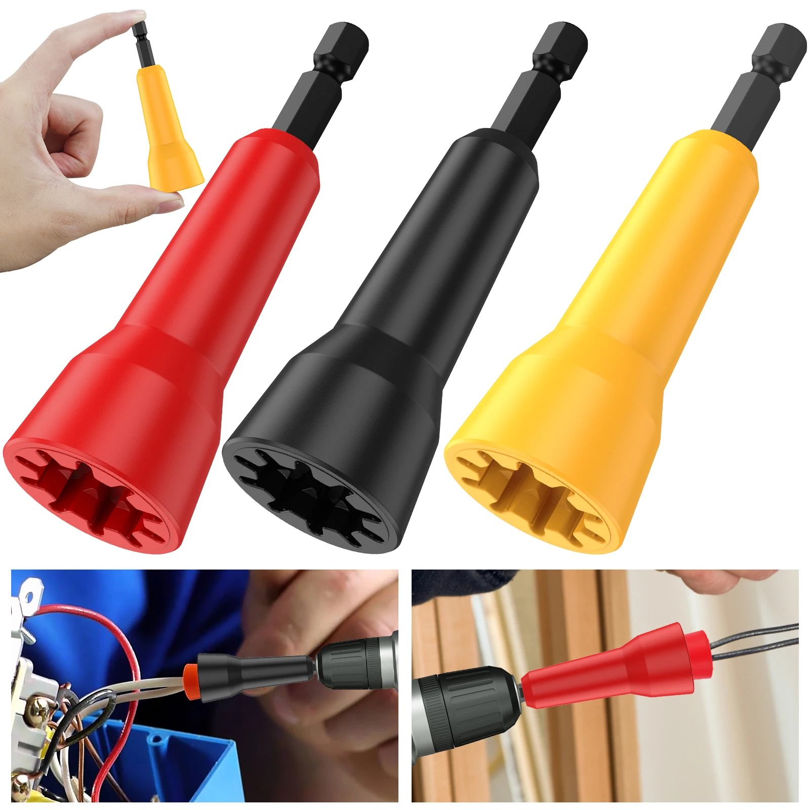 

2Pcs Wire Nut Twister Multifunctional Wire Twisting Tool with 1/4inch Chuck Wire Nut Driver Durable Spin Twist Wire Connector