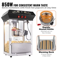 VEVOR Machine à Pop Corn 850 W, Appareil à Pop-corn de Comptoir Électrique, Bol de 227 g pour 48 Tasses par Lot, en Verre Trempé, avec 4 Cuillères, Style cinéma, Facile à Nettoyer, Fête Magasin, Noir 4