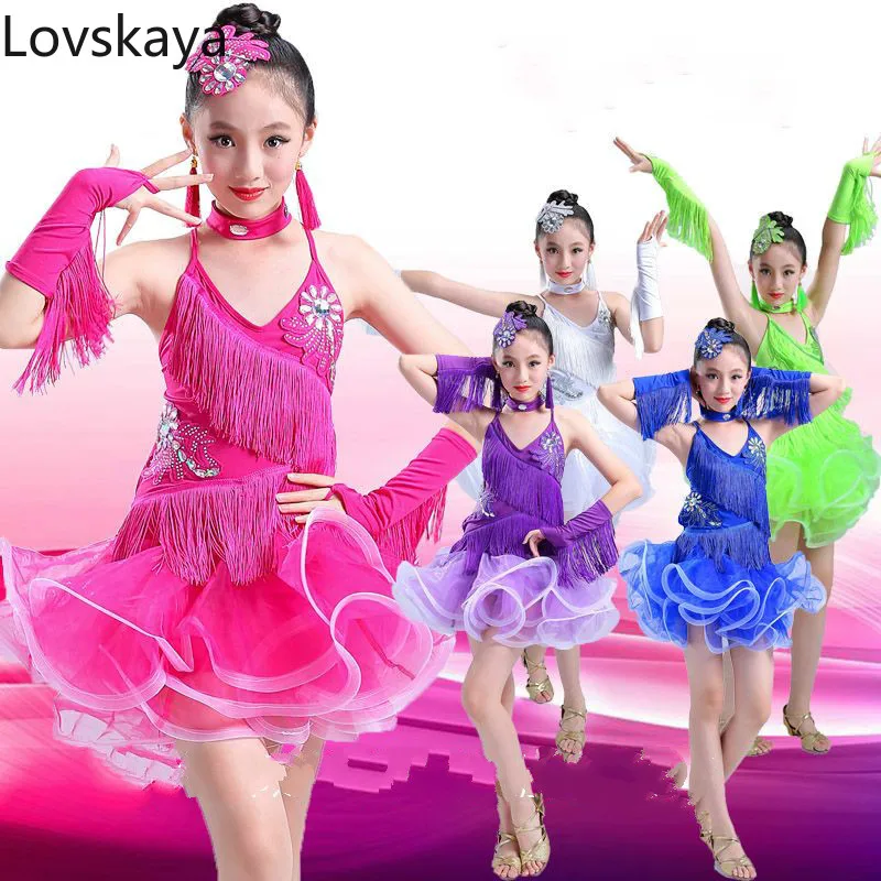 

New Modern Dresses Children's Latin Dance Costume Children's Girls Competition Dance Dresses