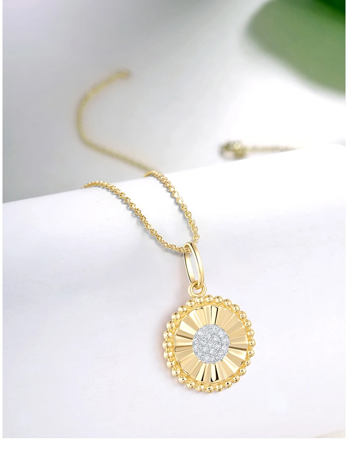 Halskette mit Diamant-Kreisanhänger aus 14 Karat Gelbgold – LevarJewelz