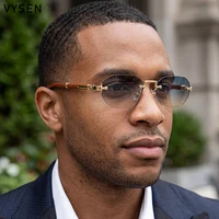Lunettes de soleil carrées sans monture style punk pour hommes 2026 – Lunettes de soleil de luxe vintage sans cadre pour homme, monture petite, style hip-hop, pour l'extérieur 1