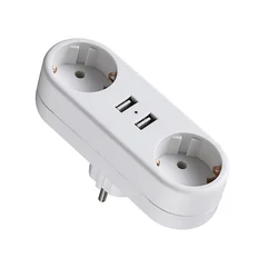 Dual USB Port Power Adapter, German DE to EU Plug Conversion Socket - 2