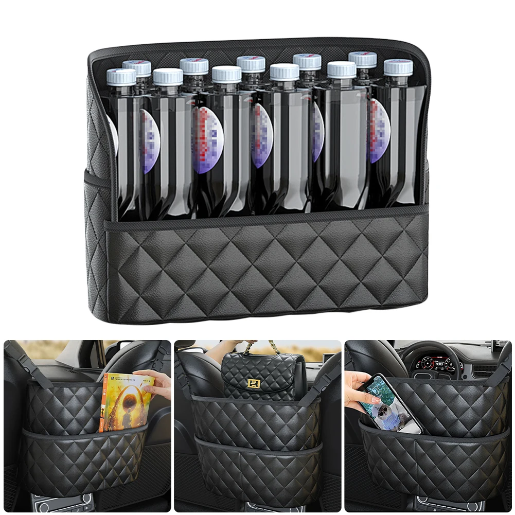 

Car Pocket Handbag Holder Between Seats Front Seat Back Net Bag Organizer 2 Large Pockets Seat Storage Bag Barrier for Pet Kids