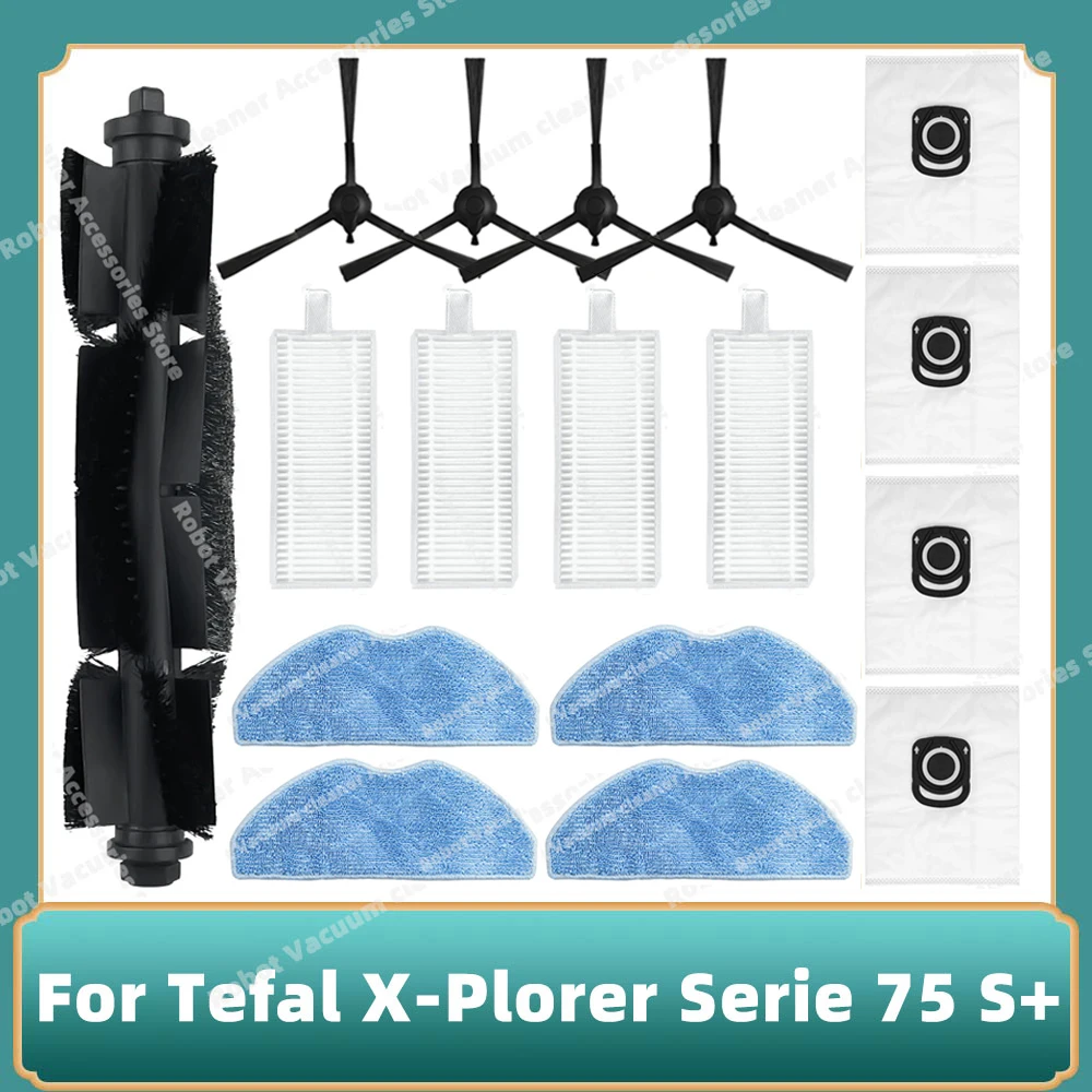 Accessori per Tefal Rowenta X-plorer Serie 75 RR7687WH, pezzi di ricambio per aspirapolvere Robot, K di ricambio, spazzola a rullo, filtro, panno