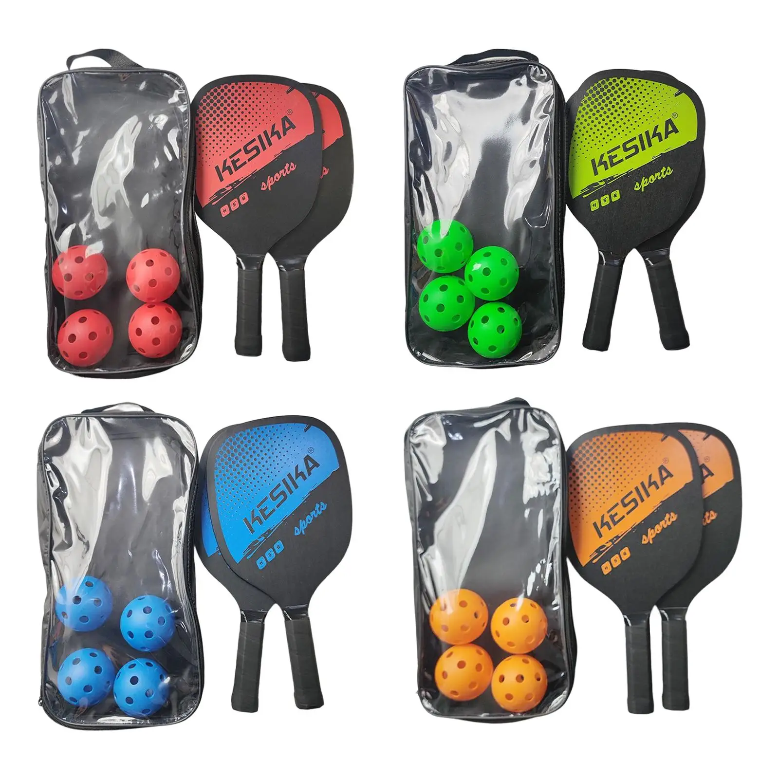 

Pickleball Paddles Set 2 Rackets 4 Balls with Comfort Grip for Outdoor Men