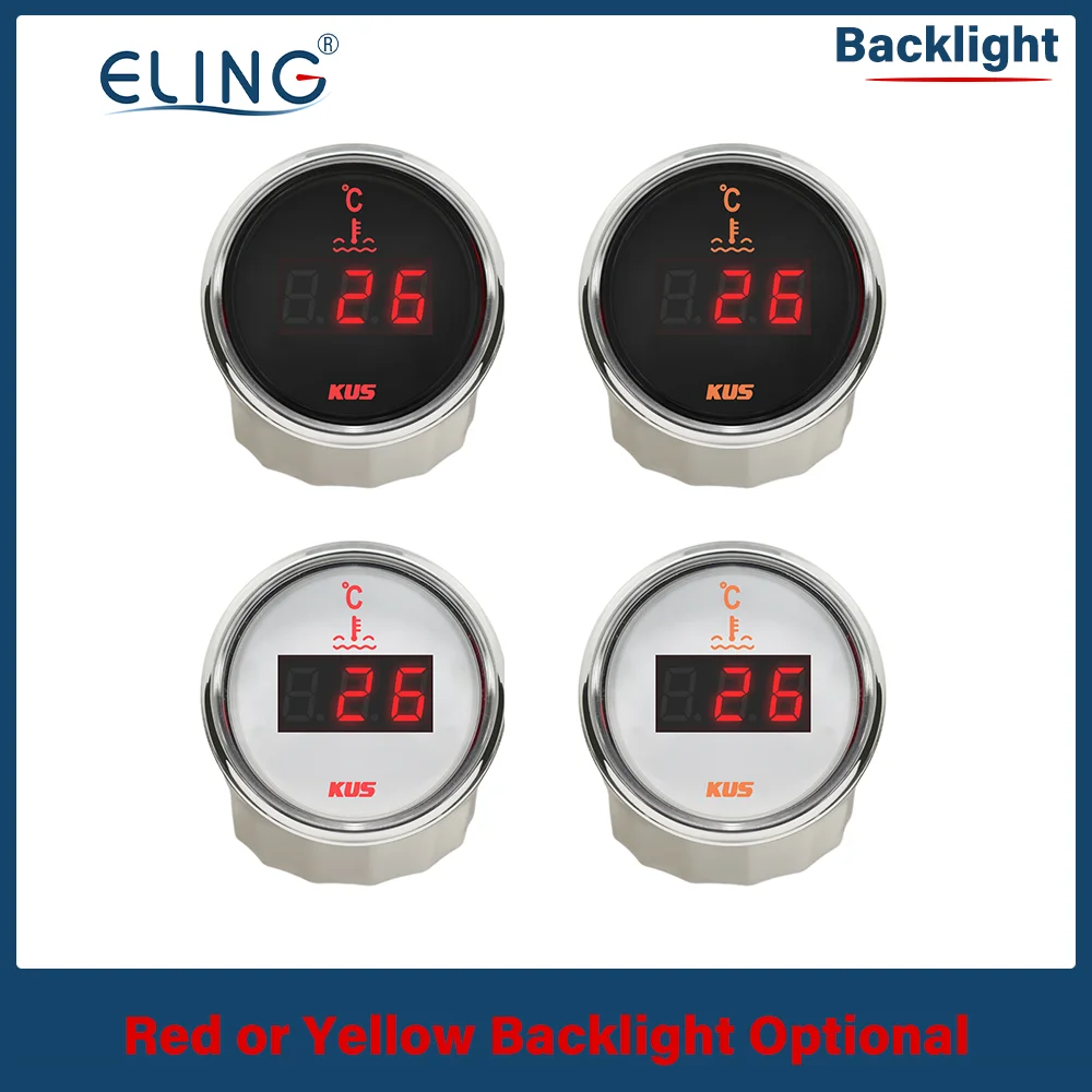 Tus 범용 52mm 수온 게이지 40-120 ℃ 25-120 ℃, 12V 24V, 자동 보트, 빨간색 노란색 조명 온도 센서, M10, M14, M16, M18