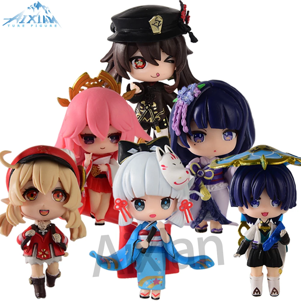 

6PCS/set Anime Figure Beelzebul Yae Miko Wanderer Hu Tao Klee Kamisato Ayaka PVC Action Figure Toy Doll Gifts