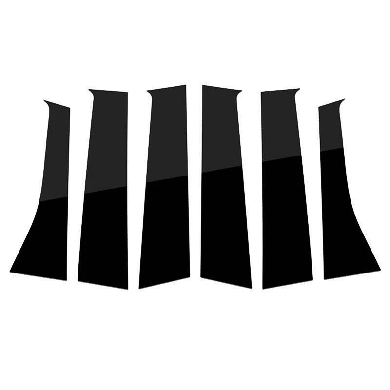 미쓰비시 아웃랜더 2013-2021 문짝 용 광택 블랙 기둥 포스트, 사이드 트림 커버 키트, 스티커 데칼, 자동차 액세서리, 6 개 세트
