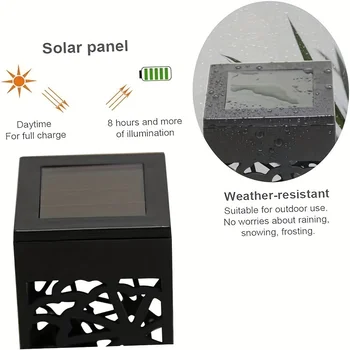 6PCS Solar Powered LED Garden Stake Lights Decorative Hollow-Out Lawn Lamps, Waterproof Outdoor Landscape Lighting 400mah 5