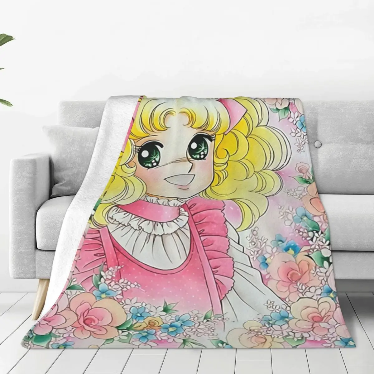 

Candy Candy Anime Coral Fleece Plush Throw Blanket Kawaii Cute White Adley Blanket for Bedding Couch Super Warm Bedspread