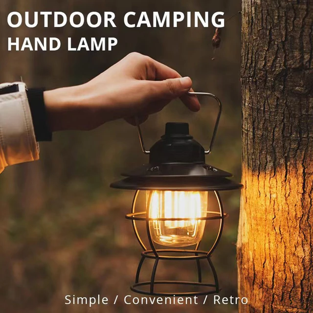 Portable Retro Camping Lantern Rechargeable Metal Handle