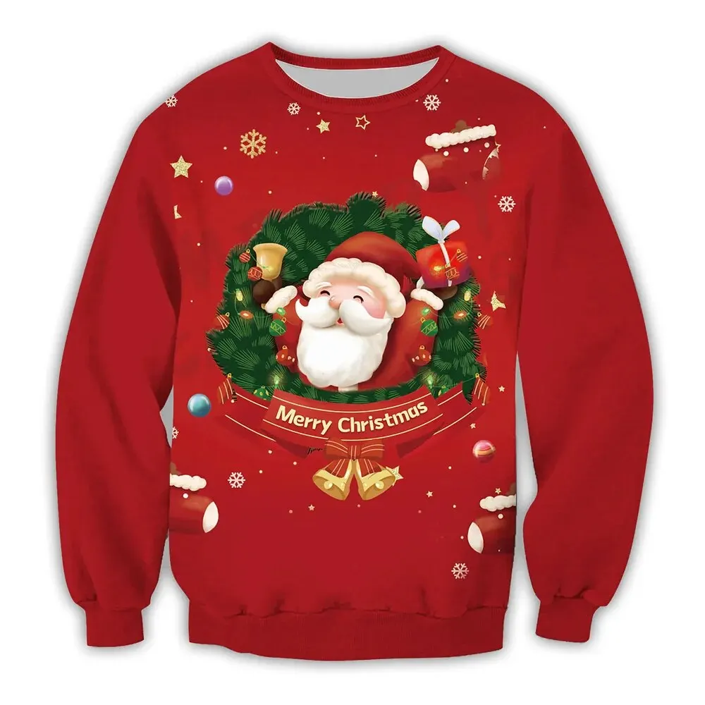 thumbnail image 1 of Suéter navideño nuevo de finales de 2024 para parejas de hombres y mujeres, reno navideño, árbol de Navidad, impresión digital 3D, 1 of 4
