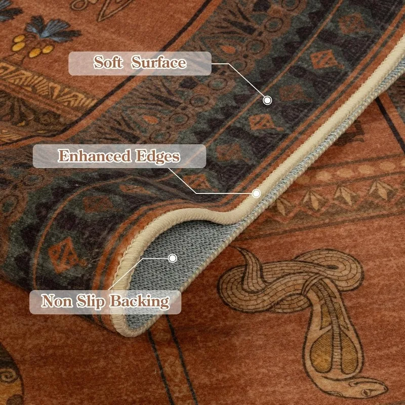 Bohemian Living Room Carpet Brown Black Cat Palm Tree Print Bedroom Rug Large Area Non-slip Machine Washable Coffee Table Mat 러그