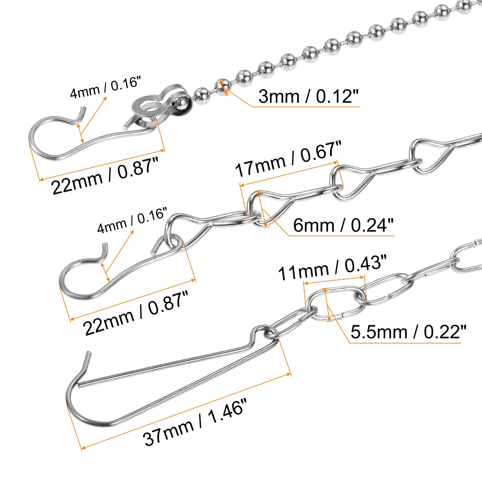 1Set Toilet Flapper Chain 22cm 26cm 3 Style Toilet Handle Lever Lift Flush Replacement 304 Stainless Steel Toilet Repairing Part 4