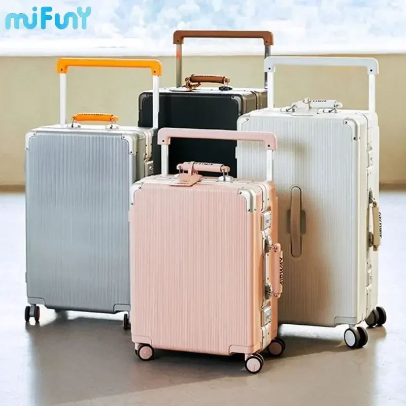 Mifuny Wide Tie Rod Aluminum Frame Travel Suitcases Female PC Trolley Male Large Capacity Business Rolling Luggage Boarding Box