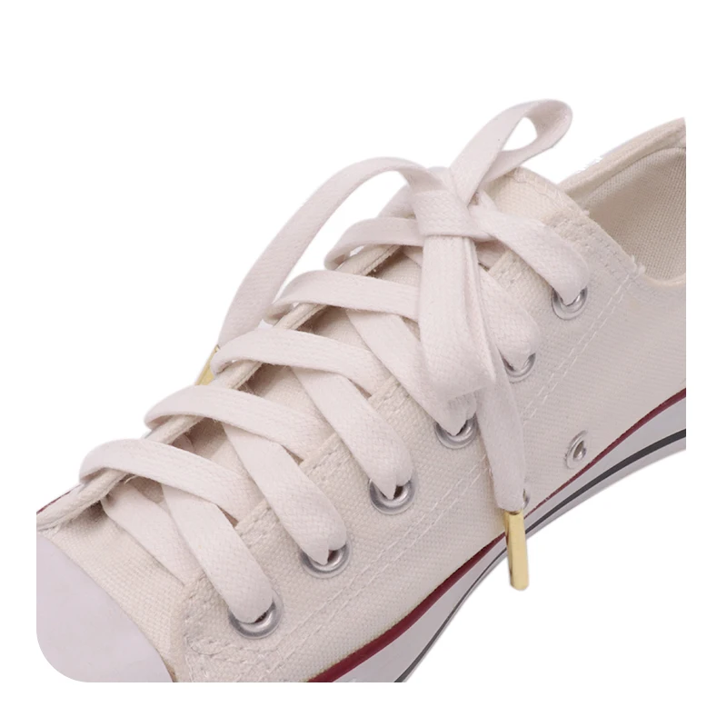 Weiou Heavy Duty Waxed Cotton Flat Shoelaces With Gold Metal Aglets Bright Color Cotton Shoe Laces String For Dress Shoes Boots