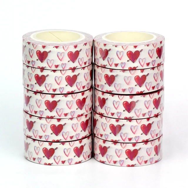 NEW 1PC 10M Decor Cute Flower Hearts and Lips Eco Paper Valentine Washi Tape  for Scrapbooking Journaling Masking Tape Stationery - AliExpress