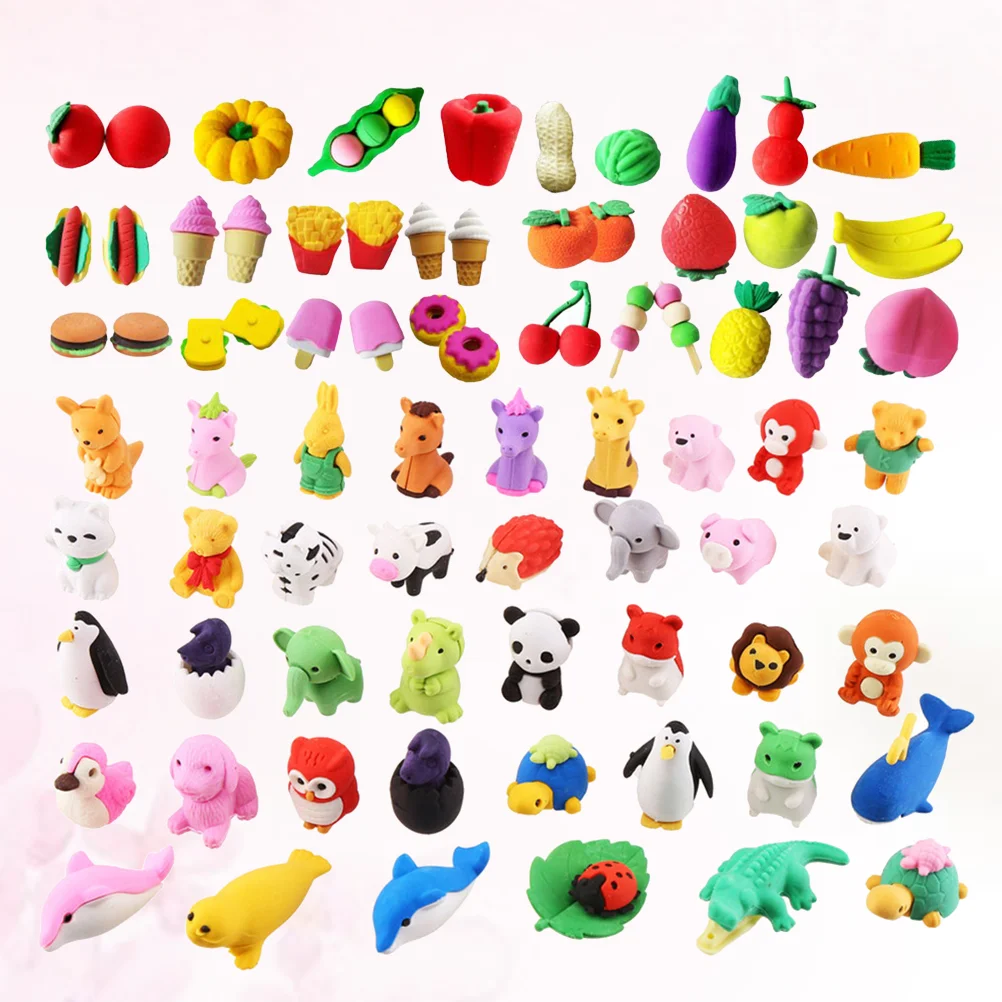 

Cartoon Erasers Lovely Animals Shape Pencil Eraser Student Learning Stationery ( Animals, Fruits)