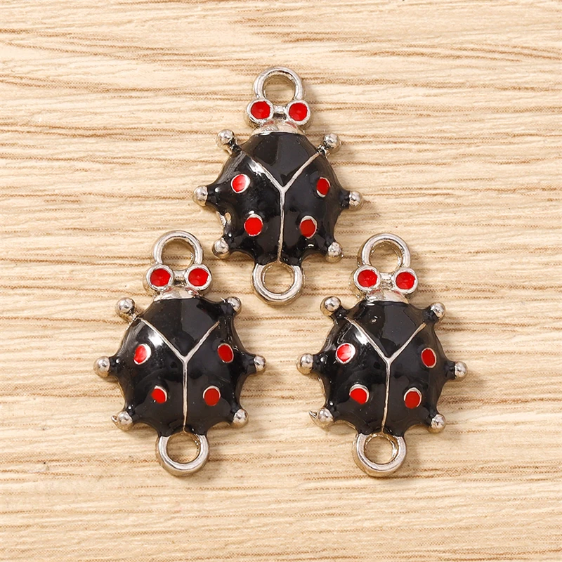 10 Stück 14x20mm Niedliche Emaille-Insekten-Marienkäfer-Anhänger Verbinder für Schmuckherstellung DIY Halsketten Armbänder Handgemachtes Bastelzubehör – Detail 8