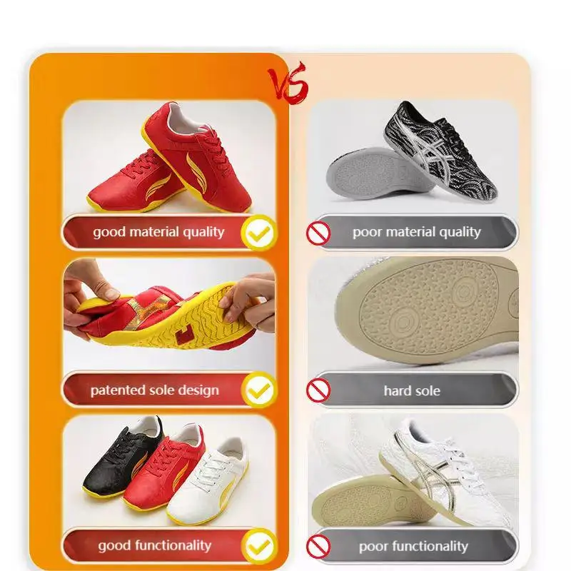 WYTR Kung Fu Wushu Martial Arts all purpose practise shoes professional use three colors and yellow rubber outsole