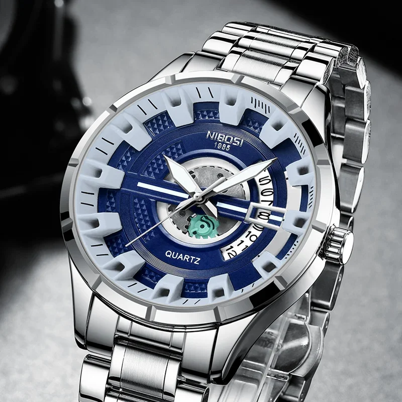 NIBOSI Mens Watches Top Brand Luxury Wristwatch Date Simple Quartz Watch Men Sport Military Waterproof Clock Relogio Masculino