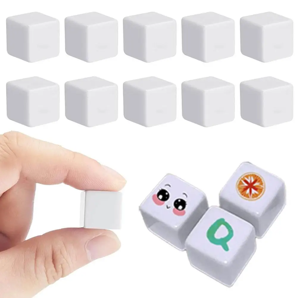 

10pcs 16mm Blank D6 Acrylic White Dice With Round Corner For DIY Write Painting Graffiti Blank Dice Puzzle Toy Board Game U2G3