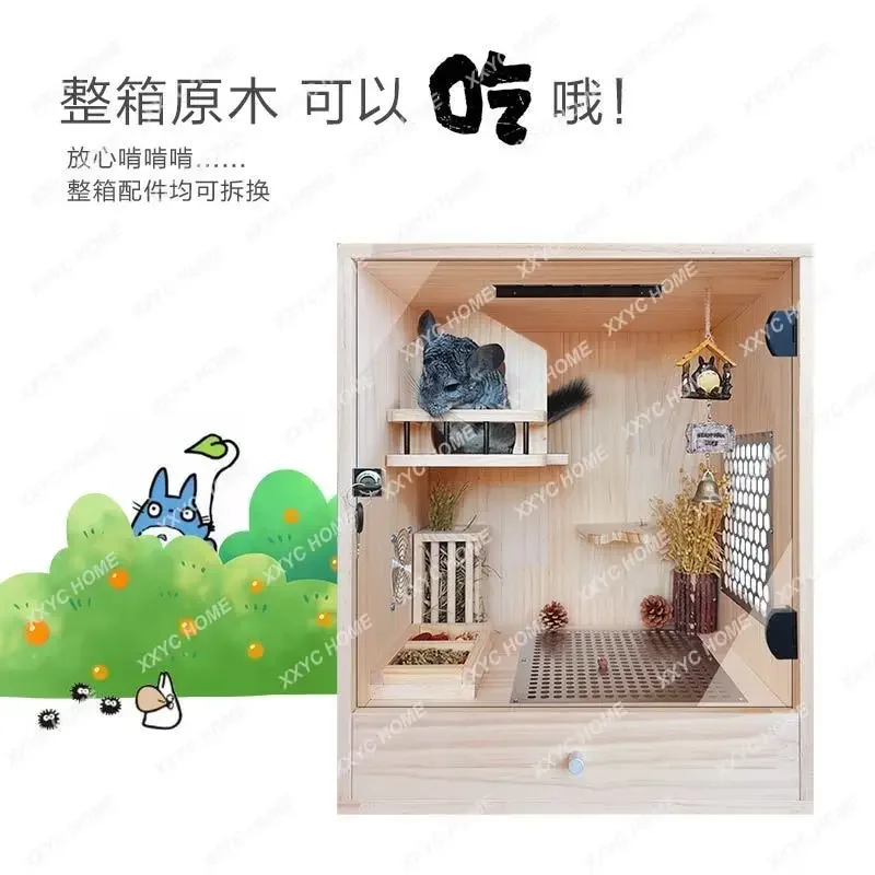 Chinchilla cabinet cage, nest solid wood special winter nest large villa pet air conditioner cabinet cage