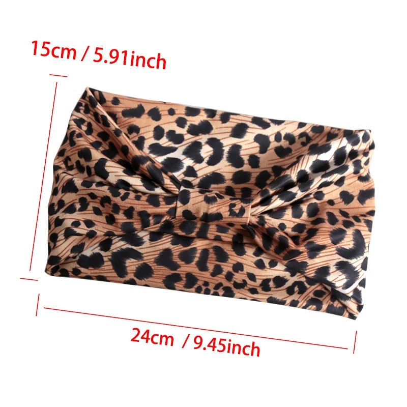 Women Wide -Side Pilates Elastic Hair Bands Yoga Leopard Print Headband Running Cycling Turban Makeup Hair Hoop Makeup Headwrap