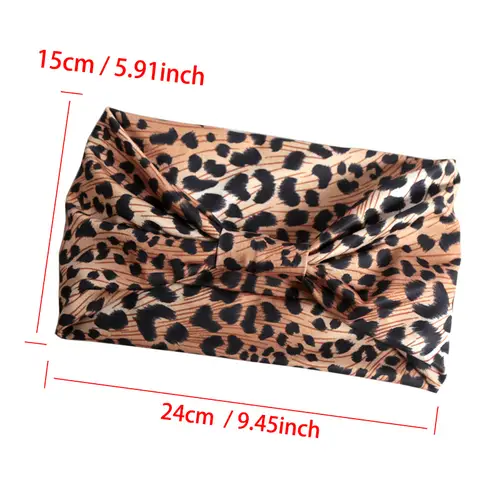 Women Wide -Side Pilates Elastic Hair Bands Yoga Leopard Print Headband Running Cycling Turban Makeup Hair Hoop Makeup Headwrap - Image 2