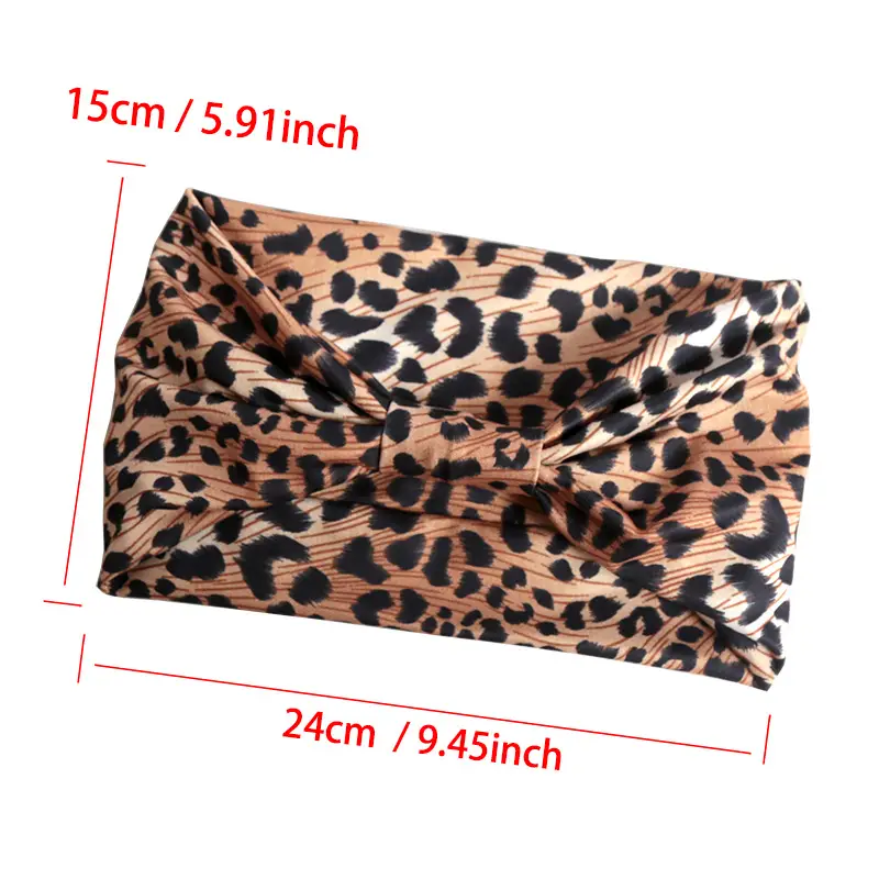 Women Wide -Side Pilates Elastic Hair Bands Yoga Leopard Print Headband Running Cycling Turban Makeup Hair Hoop Makeup Headwrap - Image 2