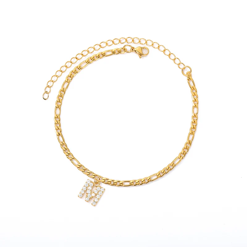 Tiny A-Z Initial Brief Fußkettchen Für Frauen Edelstahl Gold Farbe Alphabet Cuban Link Fußkettchen Armband Boho Schmuck Geschenke – Detail 7