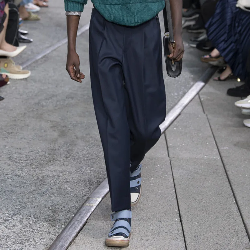 

Men's Haren Pants Spring And Autumn New Fashion Trend Catwalk Solid Color Simple Casual Large Size Pants