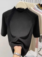 Slimming Effect European Sle f High Collar Base irt Women's Faionable Tight Fit Five Sve Autumn Winter New mid Sl...