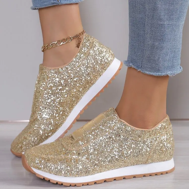 Bequeme Goldene Leichte Walking Toning Schuhe Für Damen_voghion.com