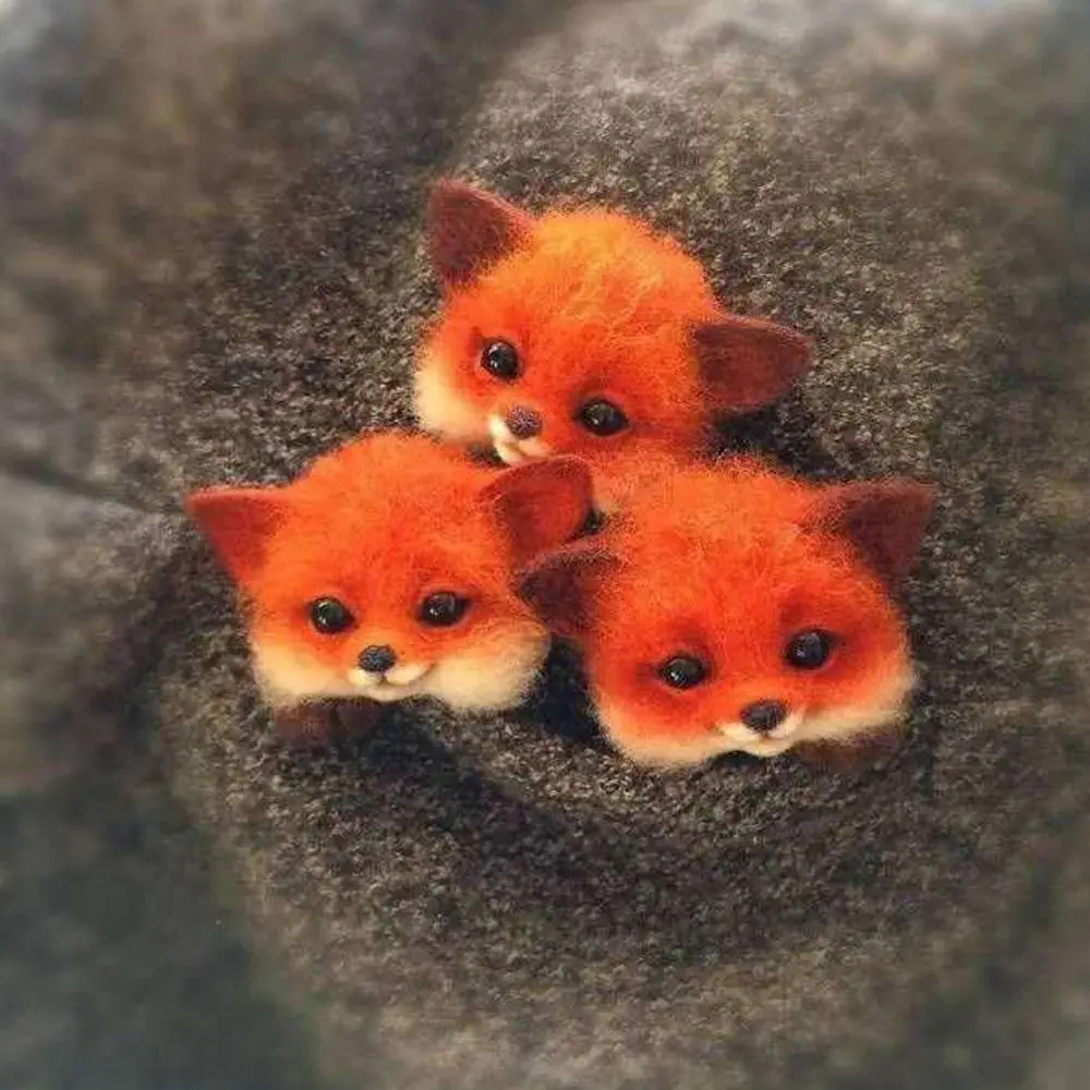 DIY Wool Felt Needle Felting Kit Raw Material Cartoon Animal Wool Doll Brooch Non-Finished Handmade Material Kit
