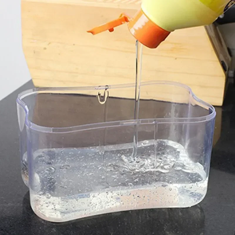 Soap Dispenser Pump with Sponge Manual Press Cleaning Liquid Container Organizer Kitchen Tool