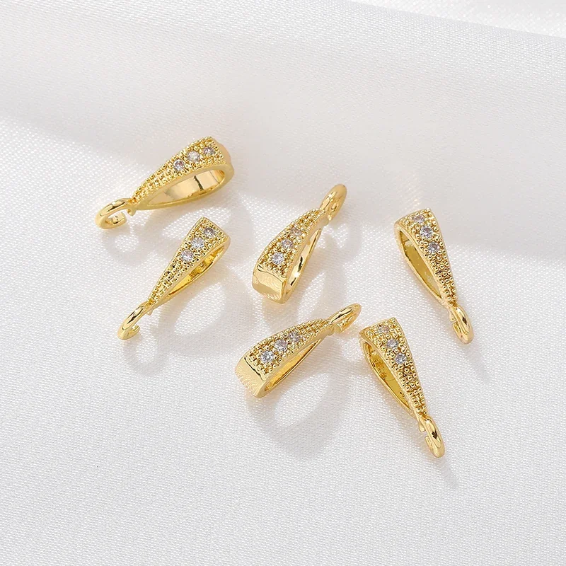 5Pcs 황동 마이크로 포장 큐빅 지르코니아 펜던트 Bails 핀치 클립 걸쇠 후크 목걸이 커넥터 Diy 쥬얼리 액세서리 만들기