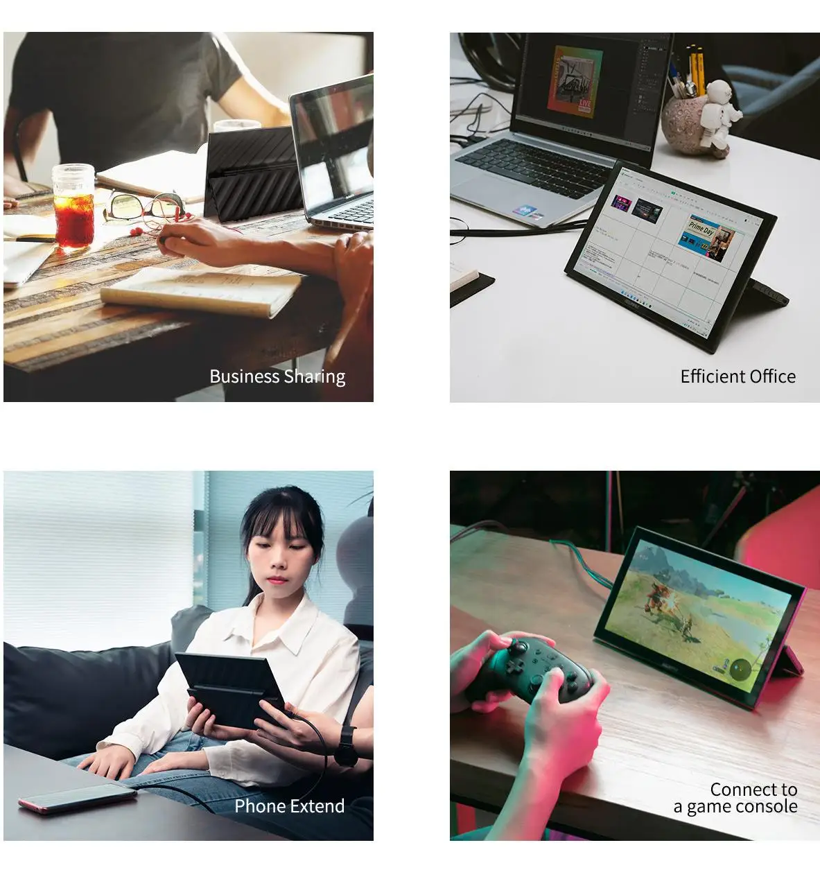 DH101 10.1 Inch Portable Monitor External Screen Computer Display with USB Type-